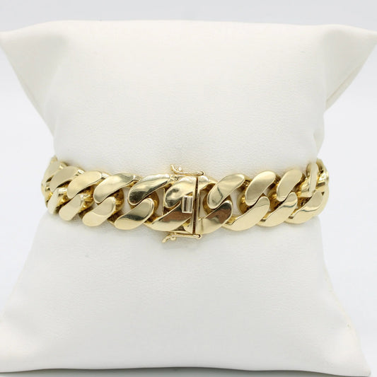 Semi Solid Cuban Bracelet Yellow Gold