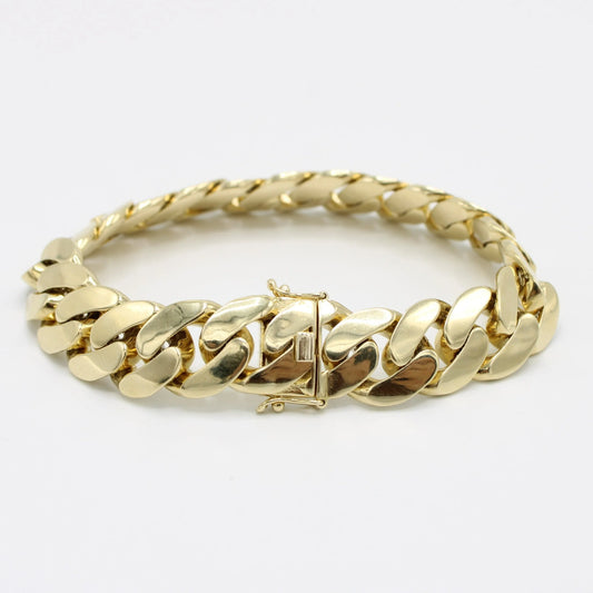 Semi Solid Cuban Bracelet Yellow Gold