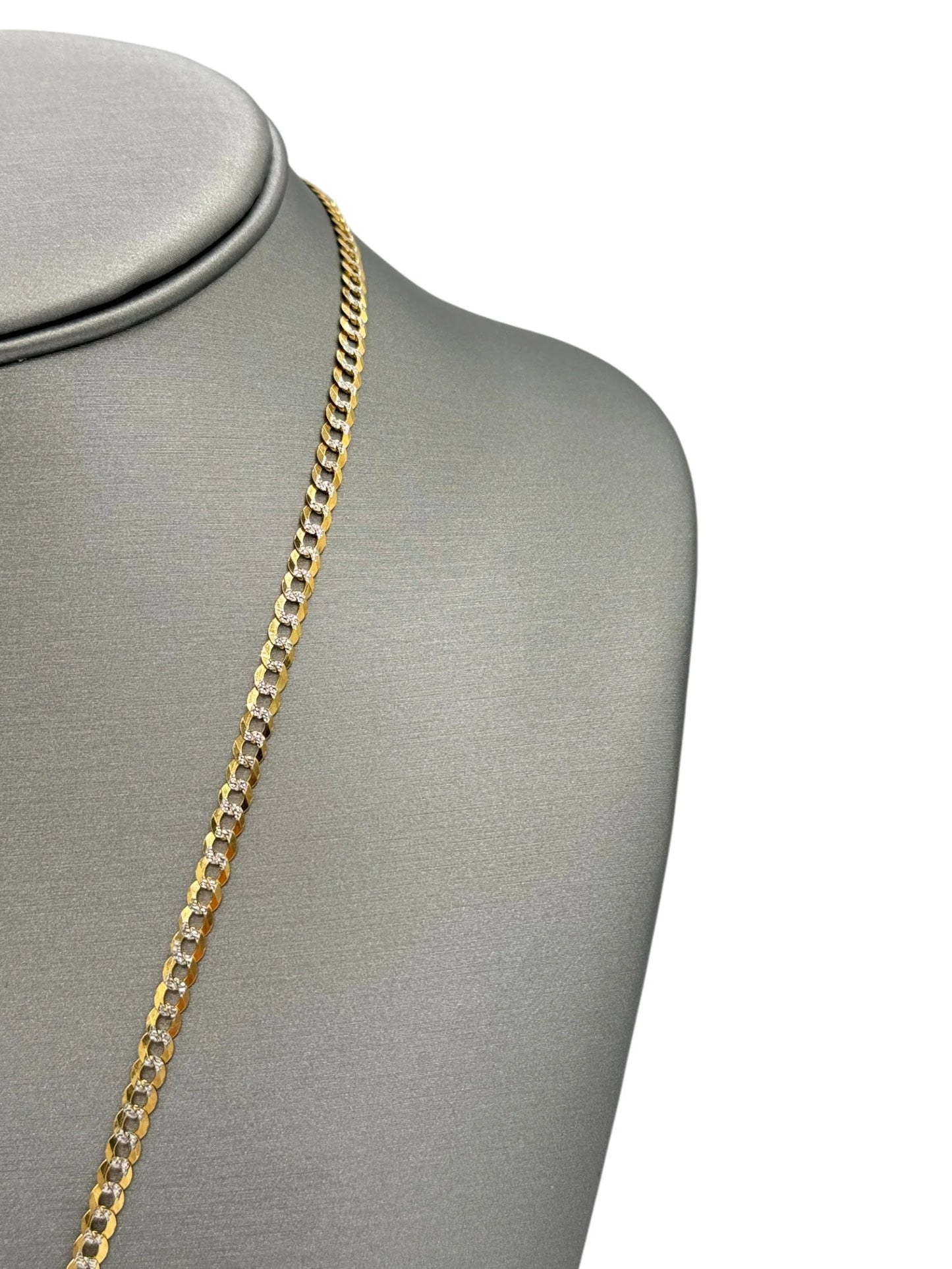 New 14K CZ Jesus Pendant & Solid Two Tone Cuban Chain